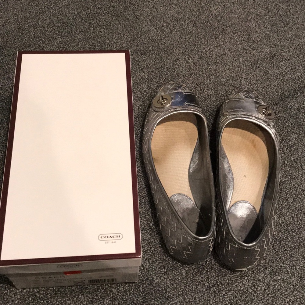 Coach Silver weave flats